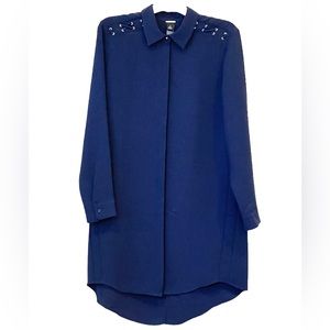 Blue duster jacket w/laced grommet detail